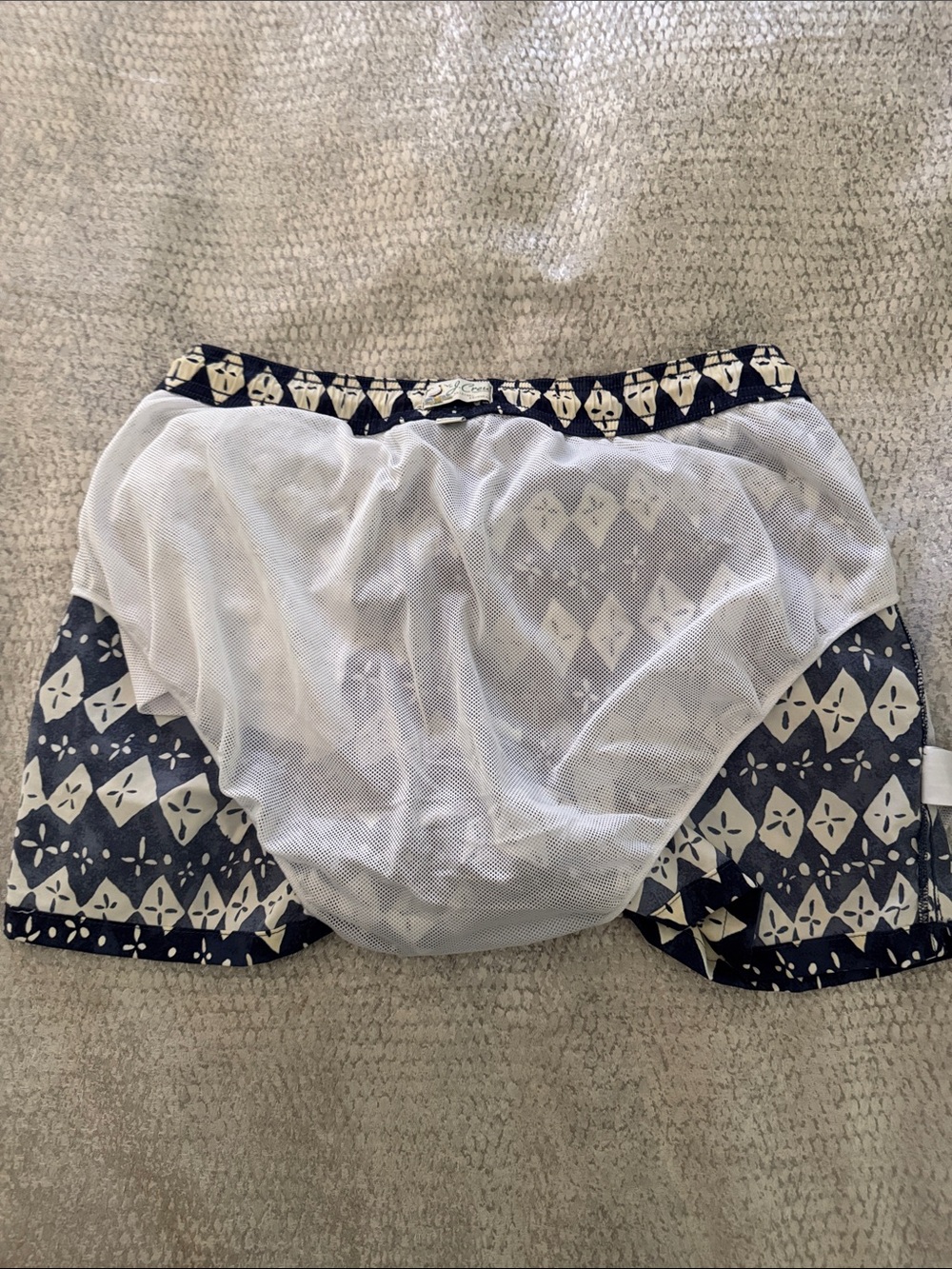 J. Crew Navy & White Geometric 6'' stretch swim trunk, sz Med - Picture 5 of 7